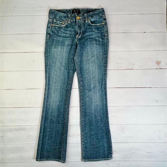 Seven 7 Premium Denim Bootcut Jeans Women 4 Blue Medium Wash Low Rise Embroidery - Picture 2 of 8